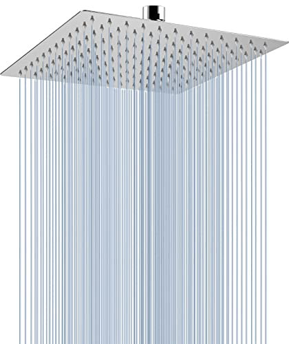 Soffione Per Doccia da 25cm Voolan, Testa Doccia Piazza ad Alta Pressione in Inox 304, Ti Offre Un'Esperienza di Doccia Confortevole Anche a Basse Pressioni d'Acqua e Consente (Cromo)