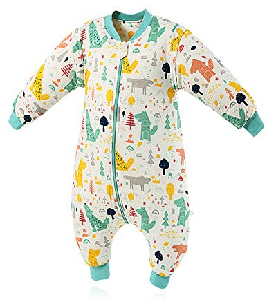 SONARIN Babyschlafsack mit Beinen Schlafsack mit Füße,abnehmbaren Ärmeln,3,5 Tog,Bio-Baumwolle Verschiedene Größen von 6 Monaten bis 6 Jahren