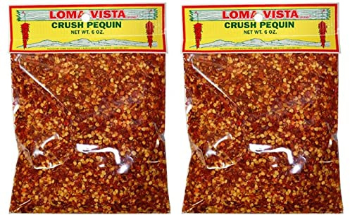 Cajun Crave Loma Vista Pequin Crush (Dried Chili Powder and Seeds), 6 Ounce Bags - Pack of Two, 12 Ounces Total
