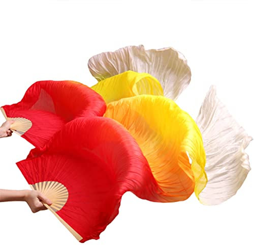 Stage Performance Bauchtanz-Fans, 100 % echte Kunstseide, abgestuft, Farbtanz, Zubehör, Bauchtanz, 180 x 9 cm, Seidenschleier, Fans, Figure-7, 120 Seidenimitat