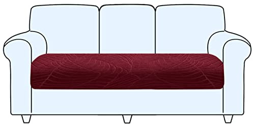 SHUOJIA Sofa Sitzkissenbezug, Sofa Sitzkissenbezug Stretch,Husse Überzug Bezug Für Sofa Sitzkissen, rutschfest Stoff Europäisches Muster (Dark Red,3-Seater)