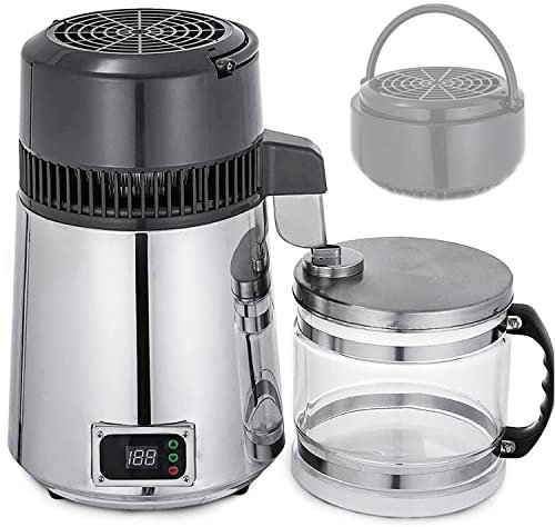 YNITJH Machine à Eau distillée 4L 750W Distillateur d’Eau en INOX avec Carafe en Verre,Home Pure Purifier Filter,Température réglable,pour Les laboratoires/cliniques/Bureaux/Maisons