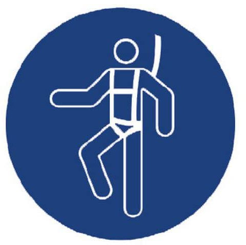 NEW CARTELLO SEGNALETICO ROTONDO - È obbligatorio indossare l'imbracatura di sicurezza - Adesivo Extra Resistente, Pannello in Forex, Pannello In Alluminio (PANNELLO IN ALLUMINIO 10 CM)