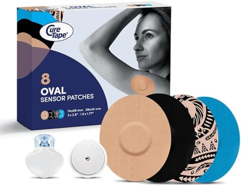 CureTape självhäftande plåster - Sensorfixering - Sårplaster för Libre, Libre 3, Dexcom och Medtronic Guardian-sensorer - Sensorskyddsplåster - Unika varianter (blandade)