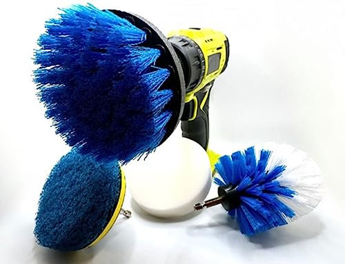 Pro-Graad 4 Piece Drill Brush Attachment Set, Scrubbing Pad and Sponge - Power Brush Scrubber Cleaning Kit for All Purpose Deep Cleaning for Bathroom Kitchen Car Grout Floor Tub Shower Tile Surfaces