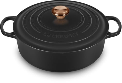 Le Creuset Signature Schmortopf mit Kupferknauf, rund, breit, 6,75 l (Licorice)