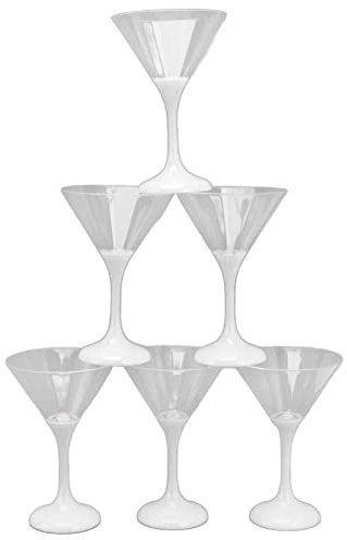 Spacnana Copas de Martini con Luz LED, 6 Piezas Copas de Cóctel de Martini con Luz LED Intermitente 210 Ml con Vástago Copa Resplandeciente para Fiesta, Copas de Martini