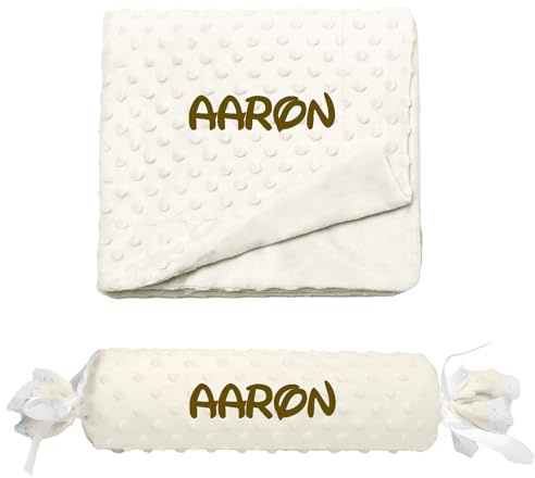 rparty- Cojín en Forma de Caramelo + Manta de Burbujas para Bebé Recian Nacido – Textura Extra Suave de Burbujas, Personalizado con el Nombre del Bebé Bordado y Puntilla de Encaje, Desenfundable.