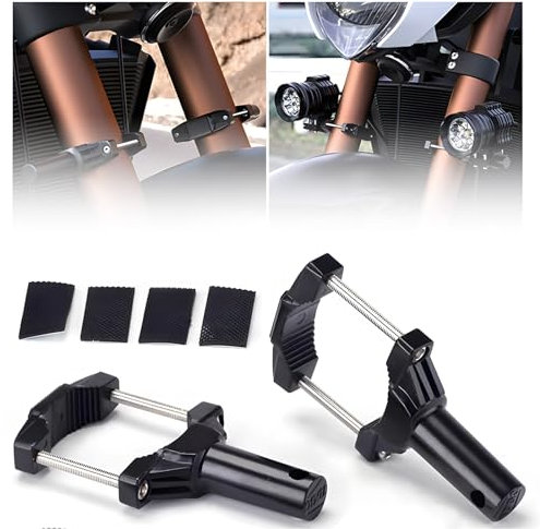 2PCS Supports de Montage de Phare de Moto,Support de Fixation de Phare Antibrouillard,Supports D'extension de Projecteur pour Pare-chocs de Moto Universel,Noir