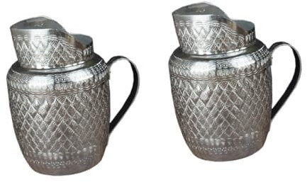 Amosfun 2St Milchkrug Weinkrug Haushaltsmilchwasserglas Kaffee-Milchkanne Teeflasche Teekrug Wasserkrug kaffeekanne Wasserflasche Partyweinkrug Getränkekrug Zinn-Aluminium-Legierung Silver