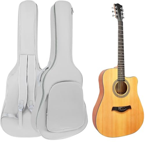 REMAGIC Acoustic Guitar Bag 40 41 Inch, Double Shoulder Adjustable Straps Guitar Case, Waterproof Soft Padded Guitar Gig Bag, Large Capacity Pocket Guitar Backpack for Acoustic Classical Guitar, Grey,