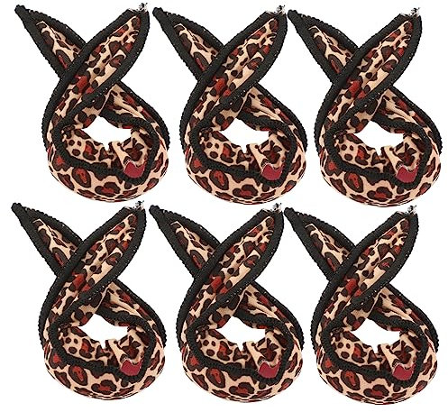 BELLIFFY 6pcs Leopard Print Curls Hair Sponge Roller for Diy Wavy Hair Styling Tool