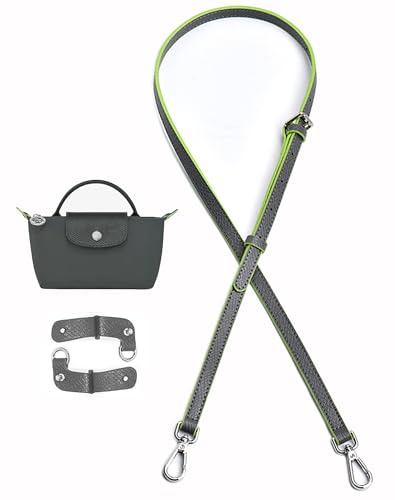UMIUP Leder-Geldbörsenriemen für Longchamp Taschen-Umbauset, Geldbörsenriemen Ersatz (Graphitgrau-B) für Longchamp Le Pliage Tragetasche, Original-Mini-Beutelgurt, Graphitgrau-B