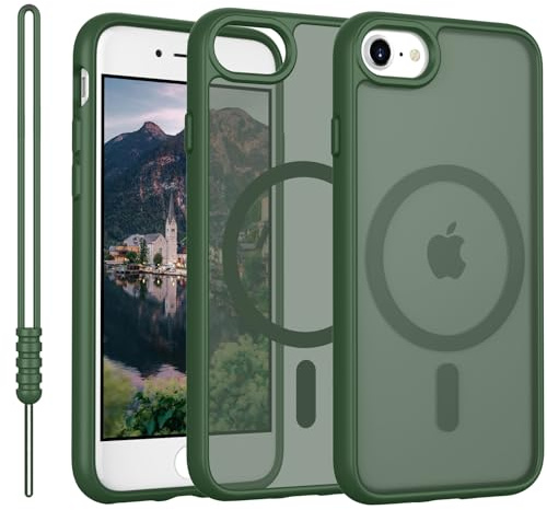 für iPhone SE 2022 2020 Hülle kompatibel mit MagSafe, Handyhülle für iPhone 8/7/SE 2/SE3 Hülle Magnetisch Dünn Matte Touch, Anti-Gelb rutschfest Kratzfest Schutz Stoßfest Hülle Matt Grün