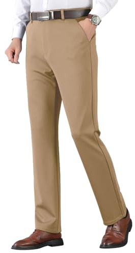 SHEKINI Herrenhose, formelle Anzughose, Businesshose, gerades Bein mit Taschen, khaki, 50