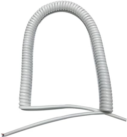 Coiled Spiral White 2 Cores Spiral Power Cable Flexible 0.75mm Square Electrical Telescopic Spiral Copper Core Spring Cable Wire Tension Wire(2.5 meters)