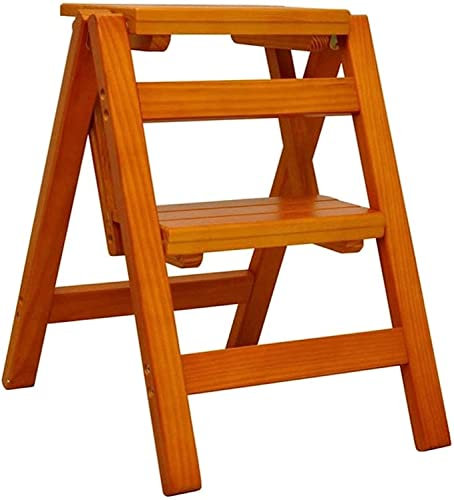 Sgabello a gradino portatile Sgabello semplice per famiglie - Sedie in legno per adulti per uso domestico Scala multifunzionale in legno massello Scaletta pieghevole a due gradini Piccola scala porta