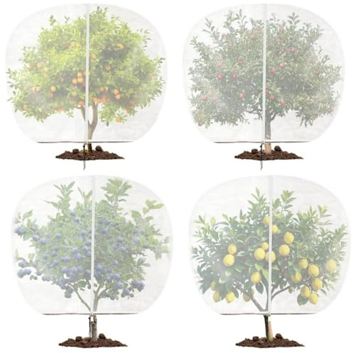 Sacs en filet pour arbres fruitiers avec fermeture éclair et cordon de serrage, filet de protection contre les insectes, les oiseaux, les plantes pour arbres fruitiers, légumes, buissons, fleurs-3*3m