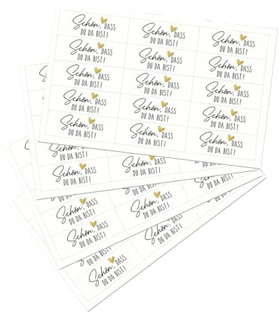 60 Aufkleber Schön,dass du da bist,5x1.8cm Rechteckig,Hochzeit Gastgeschenke Sticker Eukalyptus,Pralinenaufkleber für Geburtstag Taufe Kommunion,Schokolade Karten Geschenkverpackungen,Danke Aufkleber