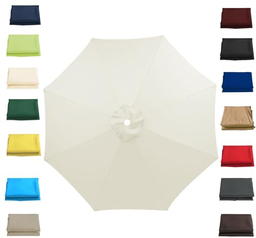 Toldo de Recambio de Sombrilla 2/2.3/2.7/3.0 Metros, Cubierta de Sombrilla de Tela de Repuesto 6/8 Varillas, Protección UV Toldo de Repuesto para Parasol de Poliéster