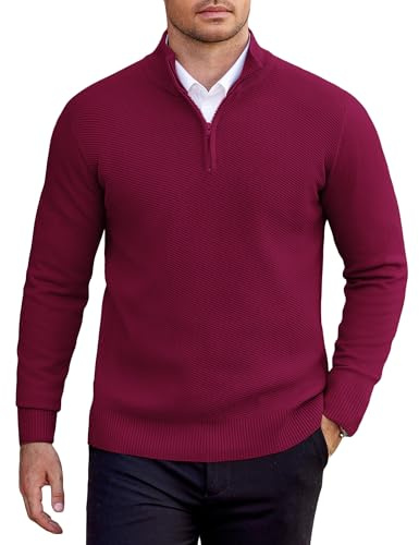 COOFANDY Pull Camionneur Homme Hiver Col Roulé Pulls Manches Longues Tricoté Chaud zippé Sweater Hommes avec Col Montant Slim Fit