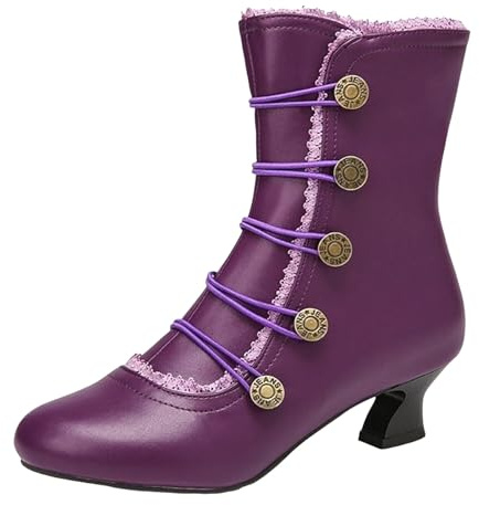 Generisch 2026 Bottines d'hiver pour femme avec mollet moyen, lilas, 42 EU