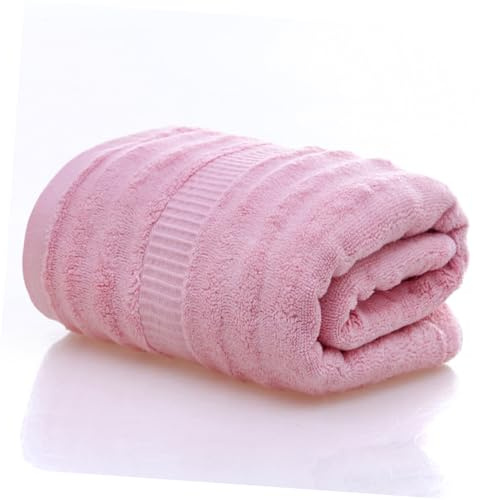 ARTSEWPLY Bamboo Fiber Cotton Bath Towels Pink Large Water Absorbent Quick Dry Wave Pattern Bathroom Towels for Spa Beach Swimming Camping