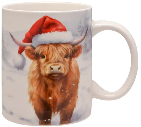Widdop Tasse de Noël en porcelaine fine avec motif de chapeau de Père Noël – Cadeau de style ferme d'hiver et verres saisonniers