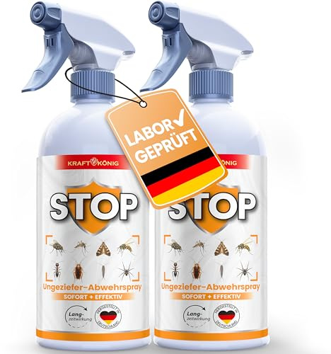 KRAFTKÖNIG Insektenspray 2x 500 ml – gegen fliegende & kriechende Insekten | Schnellwirkung gegen fliegende und kriechende Insekten; sofort einsatzbereit für Innen und Außen; Sprühnebel für Ritzen