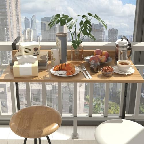 Onxyrbyte Tavolo Sospeso per Balcone Pieghevole,Tavolino da Balcone Sospeso,Tavolino da Appendere al Balcone,Stabilità Elevata,Adatto per Pranzo,Lavoro E Time Libero