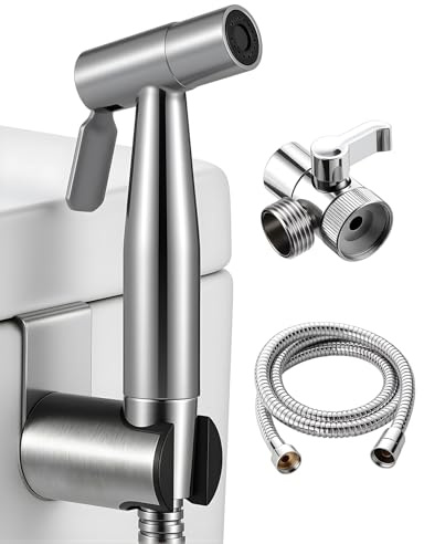 Bidet - Juego de ducha de mano de acero inoxidable, accesorio para bidé con dispensador de grifo, inodoro con ganchos, manguera