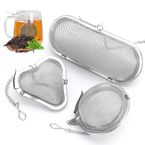 IIRC 3 Stück Gewürzei, Gewürzsieb zum Mitkochen Edelstahl, Gewürzkugel mit kette für Losen & Mulling Gewürze, Tee Sieb