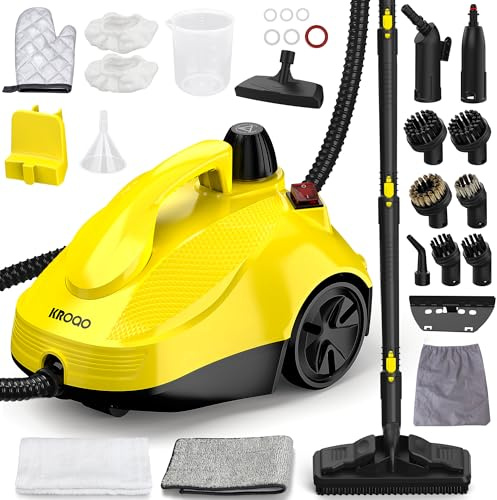 Der KROQO Steam Cleaner ist ein Hochdruck-Mehrzweck-Dampfreiniger mit 23 Zubehörteilen und einem 5 Meter langen Netzkabel. Er eignet sich ideal für die Reinigung von Backöfen, Teppichen, Sofas, Polste