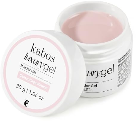 Kabos Gel de constructor de lujo UV/LED Gel base para uñas artificiales 30g | Camuflaje Natural Gel de uñas UV Extensión de uñas | Autonivelante