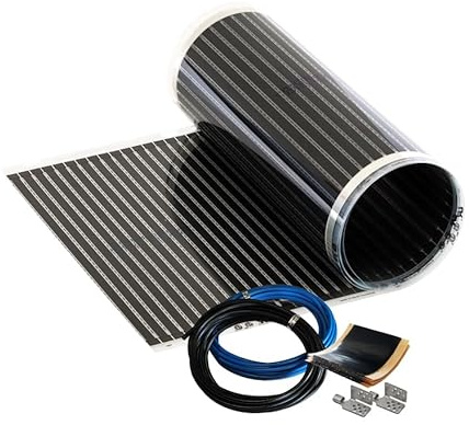 Infrarot Heizfolie Elektrische Fußbodenheizung Calorique 80 cm Set 150 W/m² - 20,0 m² - effiziente und kostengünstige Heizung für Neubau oder Altbau-Sanierung [Energieklasse A+++]