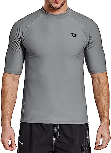 BALEAF UV-tröja herr vatten UPF 50+ kortärmad rashguard herr simskjorta rash väst för simning dykning, GRÅ, M