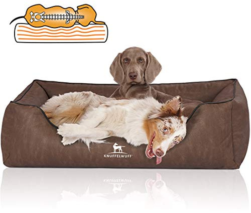 Knuffelwuff Orthopädisches Hundebett Rockland aus Kunstleder Übergröße XXXL 155 x 105cm Braun