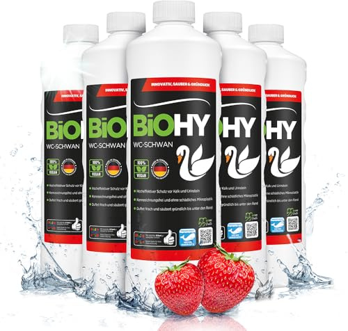 BiOHY WC-Schwan (6 x 1 Liter) | WC-Reiniger Gel für hygienische Sauberkeit bis unter den Rand | angenehmer, langanhaltender Frische-Duft | Beugt Kalk und Urinstein vor