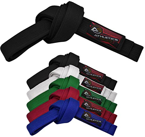 Ceinture d'arts martiaux Athletics Gear AG pour karaté, 100% coton avec coutures multiples pour BJJ, judo, taekwondo et karaté (Noir, 280 cm)