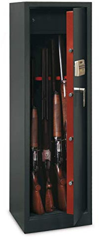 THIRARD - Armadio Portafucili - Chiusura Elettronica a Codice - Acciaio - Uso Sicuro - Capacità 10 Fucili - Cassetto Interno per Munizioni - 4 Catenacci Ø20 mm - 1450 x 535 x 320 mm - Grigio - 218 L