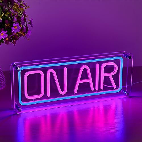 XIYUNTE ON AIR Neon Sign, USB Powered On Air Sign with USB Charger, Bright LED Neon On Air Light Signs, Pink On Air Lightbox Sign for Studio, Office, Game Room, Home Decor, Gifts