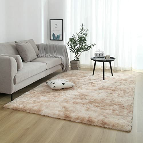 LIUWEIE Teppich Wohnzimmer 200x220cm Super Soft Teppich Carpet kunstfell Teppich fürs Wohnzimmer, Schlafzimmer, Esszimmer oder Kinderzimmer, Beige