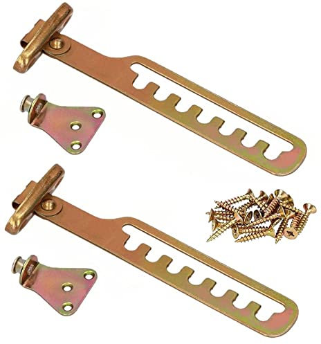 KOTARBAU® 2 Retenedores para ventanas, Sujeta ventanas, Dorado, Limitador ventanas, Tope de acero, Regulador para ajustar la apertura, Bloqueo de seguridad, Ventilación correcta, 2 UNIDADES