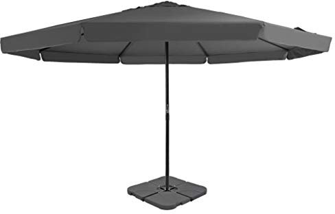 Catherinol Sombrilla de jardín con base portátil, Parasol Terraza, Sombrilla Jardin, Sombrilla Terraza Exterior, Parasol Jardin, Sombrilla Playa, Parasol Excentrico, gris antracita