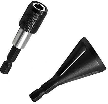 Stainless Steel Hex Shank Deburring External Chamfer Tool Drill Bit High Speed Remove Burr Hexagon chamfering Tool Deburring(Hexagon + 60mm Extension Rod)
