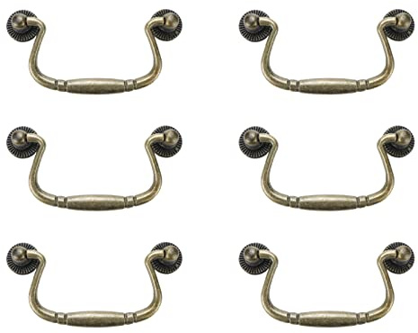 Savagrow 6 Stück bronzefarbene Schubladenzieher, Schrankgriffe, Schubladengriffe, 8 cm Lochmitte, Kommode