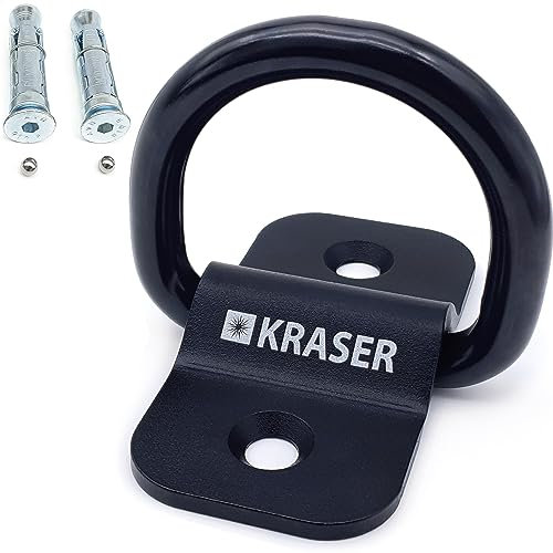 KRASER KR802 Ancoraggio Pavimento Moto Antifurto Fissaggio a Parete Garage Parcheggio Biciclette, Sicurezza Rimorchio Fissa, Anello Bilanciere ø14, Acciaio Resistente Compatto 12,8 x 6,5 Include Viti