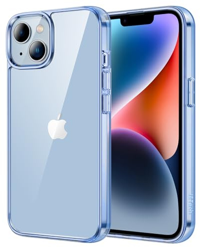 JETech Coque pour iPhone 14 6,1 Pouces, Anti-Jaunissement Étui de Protection Antichoc, Housse Anti-Rayures Dos Transparente (Bleu Alpin)