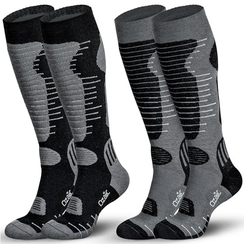 Ozaiic Merino Wool Ski Socks, Thermal Warm Knee High Thick Socks for Winter, Cold Weather, Snow, Snowboarding, Hunting, Hiking