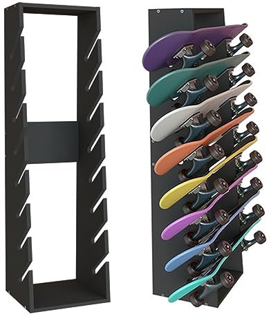 Snowboard Storage Rack - 8-lagiges hölzerner bodenstehender Skateboard-Display für Häuser, Garagen, Clubs & Skate Shops - Surfbrett & Longboard Organizer